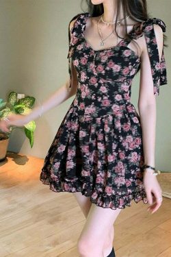 Y2K Floral Mini Dress - Soft Girl Aesthetic, 90s Grunge, Summer Y2K Outfits, Retro Style