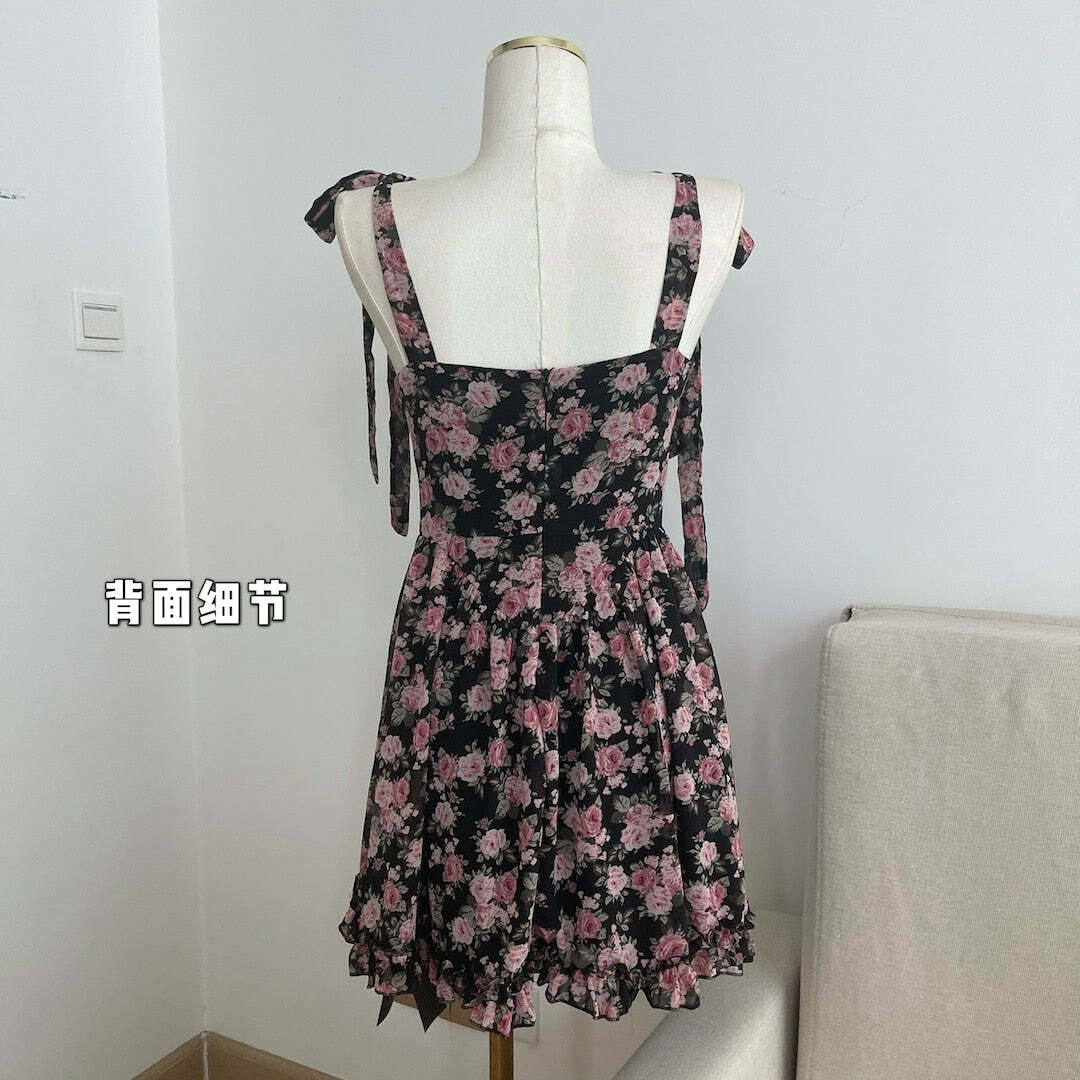 Y2K Floral Mini Dress - Soft Girl Aesthetic, 90s Grunge, Summer Y2K Outfits, Retro Style