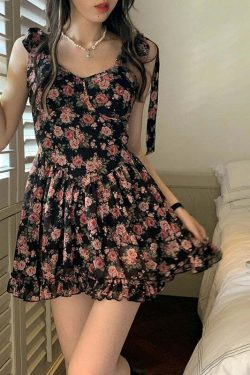 Y2K Floral Mini Dress - Soft Girl Aesthetic, 90s Grunge, Summer Y2K Outfits, Retro Style