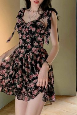 Y2K Floral Mini Dress - Soft Girl Aesthetic, 90s Grunge, Summer Y2K Outfits, Retro Style