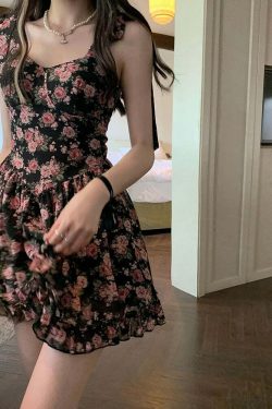 Y2K Floral Mini Dress - Soft Girl Aesthetic, 90s Grunge, Summer Y2K Outfits, Retro Style