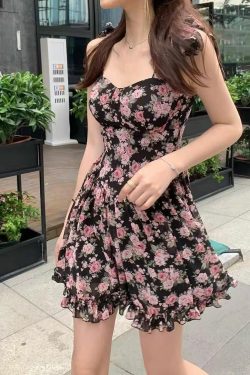 Y2K Floral Mini Dress - Soft Girl Aesthetic, 90s Grunge, Summer Y2K Outfits, Retro Style
