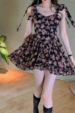 Y2K Floral Mini Dress - Soft Girl Aesthetic, 90s Grunge, Summer Y2K Outfits, Retro Style