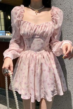 Y2K Floral Mini Dress - Soft Girl Vintage 90s Grunge Summer Outfit, Retro Y2K Fashion