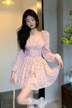 Y2K Floral Mini Dress - Soft Girl Vintage 90s Grunge Summer Outfit, Retro Y2K Fashion