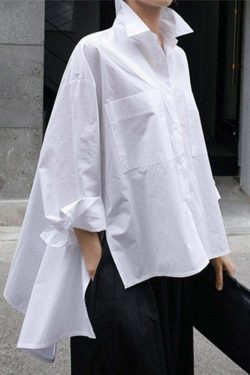 Y2K Floral Peter Pan Collar Cotton Shirt - Retro 90s Grunge Long Sleeve with Button Pockets