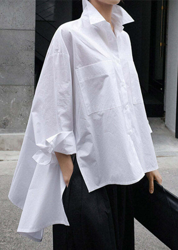 Y2K Floral Peter Pan Collar Cotton Shirt - Retro 90s Grunge Long Sleeve with Button Pockets