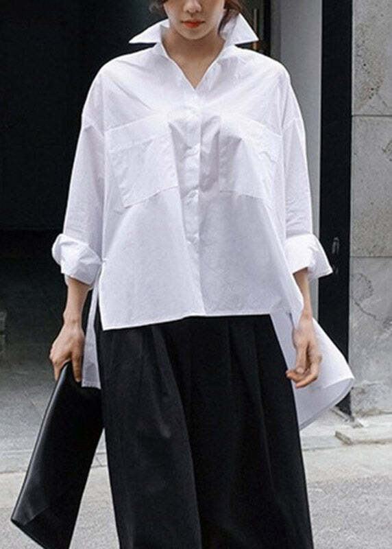 Y2K Floral Peter Pan Collar Cotton Shirt - Retro 90s Grunge Long Sleeve with Button Pockets