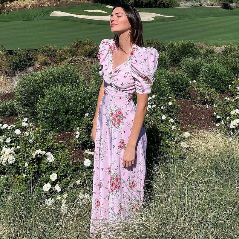 Y2K Floral Pink Maxi Dress - Retro 90s Grunge, Summer Cottagecore, Pastel Goth Outfit