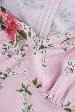 Y2K Floral Pink Maxi Dress - Retro 90s Grunge, Summer Cottagecore, Pastel Goth Outfit