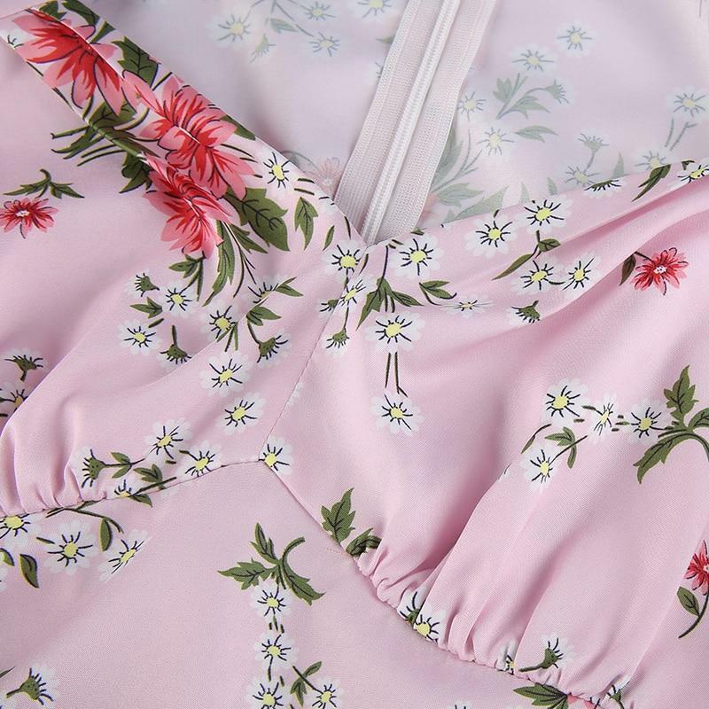 Y2K Floral Pink Maxi Dress - Retro 90s Grunge, Summer Cottagecore, Pastel Goth Outfit
