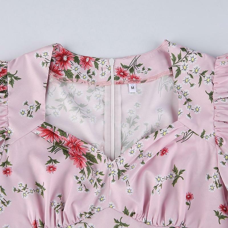 Y2K Floral Pink Maxi Dress - Retro 90s Grunge, Summer Cottagecore, Pastel Goth Outfit