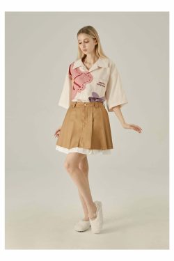 Y2K Floral Print Button-Up Shirt - Retro 90s Grunge Summer Outfit, Y2K Fashion Top
