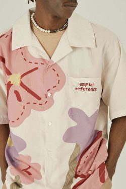 Y2K Floral Print Button-Up Shirt - Retro 90s Grunge Summer Outfit, Y2K Fashion Top