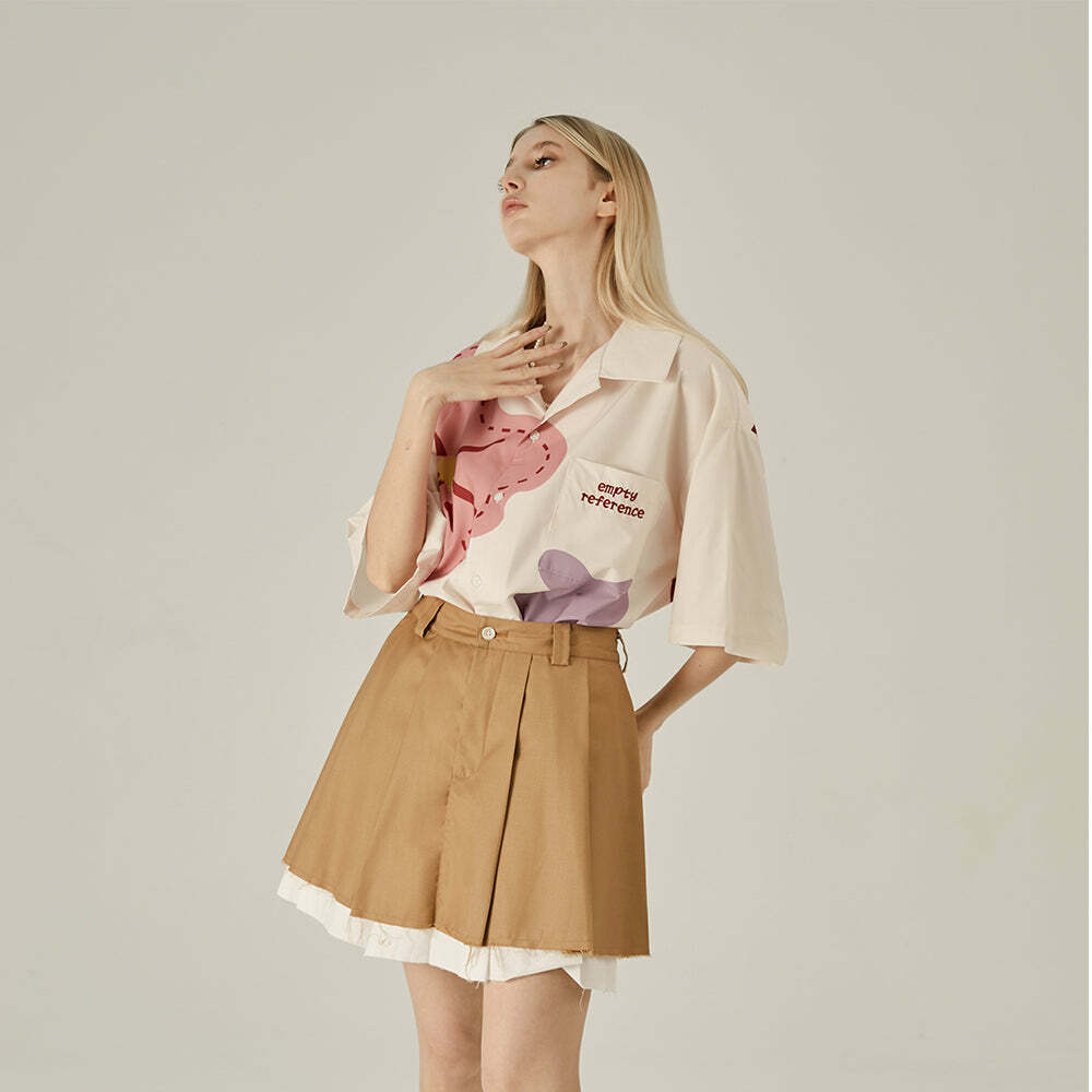 Y2K Floral Print Button-Up Shirt - Retro 90s Grunge Summer Outfit, Y2K Fashion Top