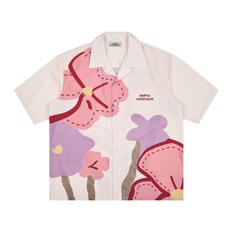 Y2K Floral Print Button-Up Shirt - Retro 90s Grunge Summer Outfit, Y2K Fashion Top