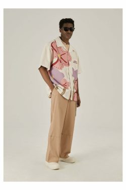 Y2K Floral Print Button-Up Shirt - Retro 90s Grunge Summer Outfit, Y2K Fashion Top