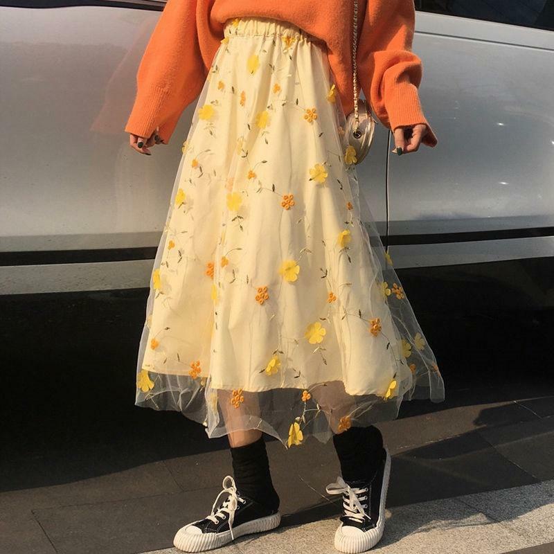Y2K Floral Print High Waisted Skirt - Retro 90s Grunge Summer Outfit for Women
