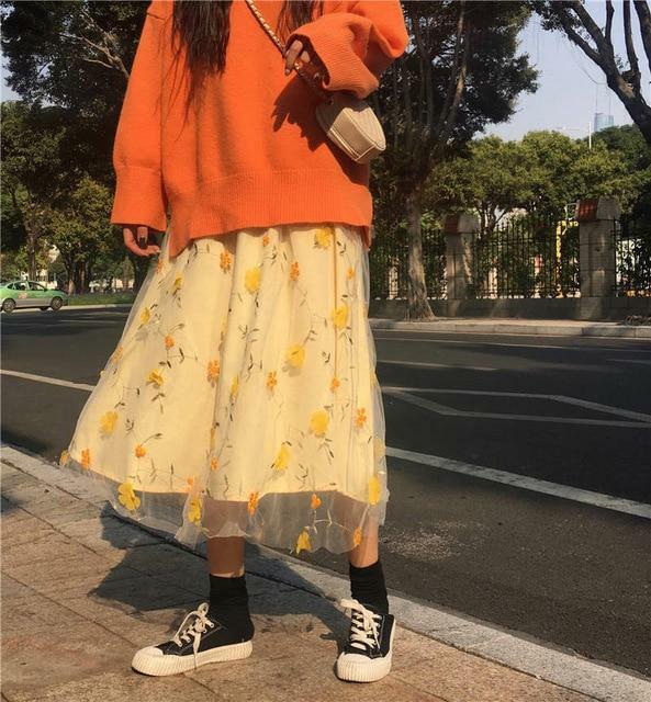 Y2K Floral Print High Waisted Skirt - Retro 90s Grunge Summer Outfit for Women