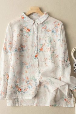 Y2K Floral Print Long Sleeve Button Down Shirt - Retro 90s Grunge Summer Outfit