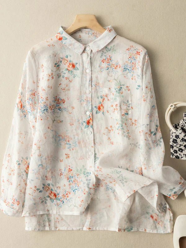 Y2K Floral Print Long Sleeve Button Down Shirt - Retro 90s Grunge Summer Outfit