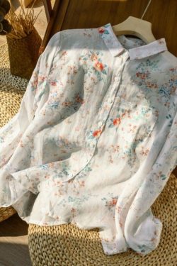 Y2K Floral Print Long Sleeve Button Down Shirt - Retro 90s Grunge Summer Outfit