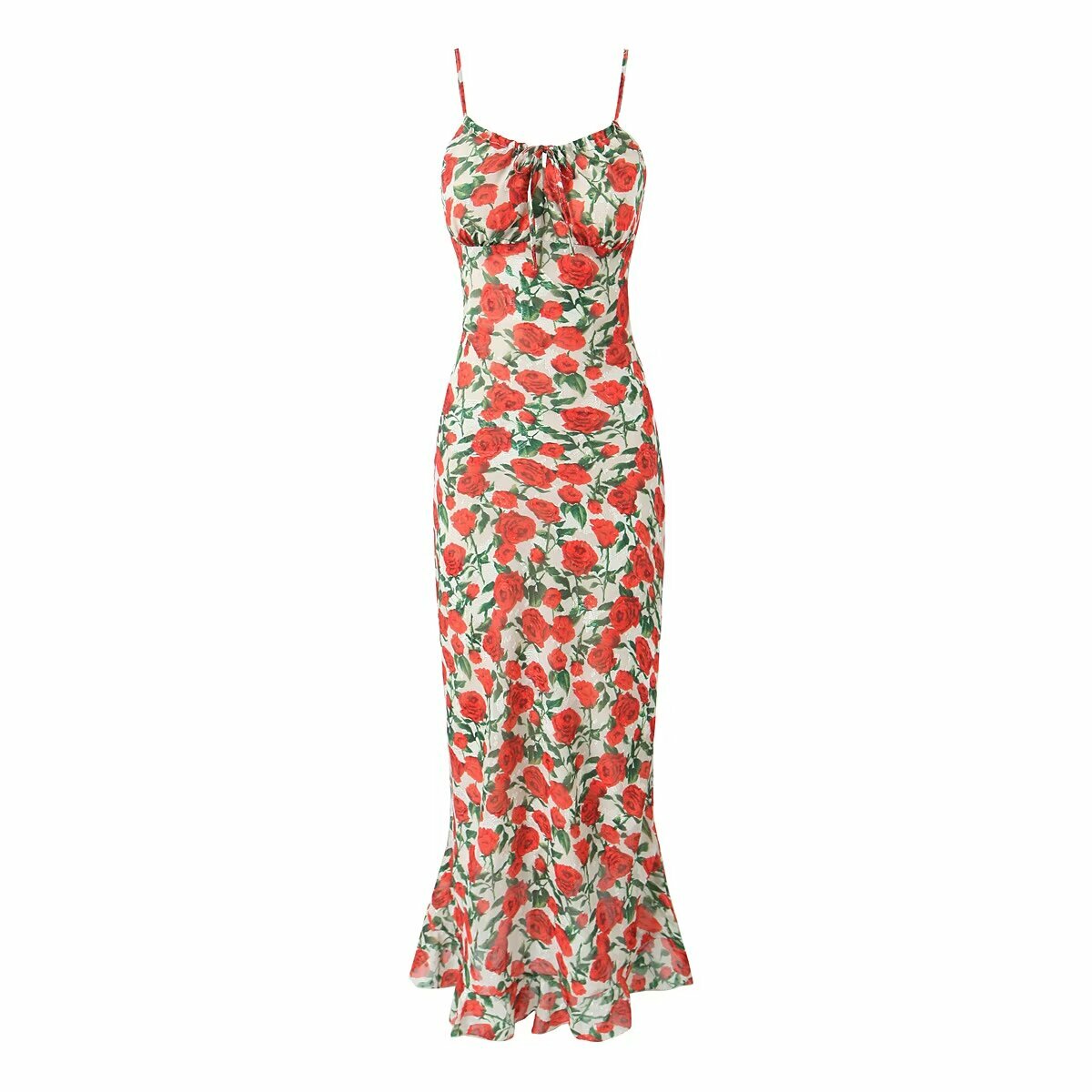 Y2K Floral Print Mesh Maxi Dress - Retro 90s Grunge Summer Outfit, Pastel Goth Style