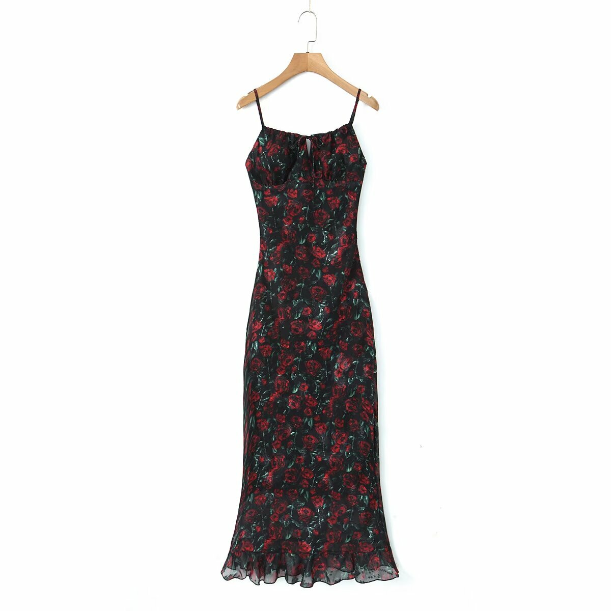 Y2K Floral Print Mesh Maxi Dress - Retro 90s Grunge Summer Outfit, Pastel Goth Style