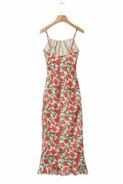 Y2K Floral Print Mesh Maxi Dress - Retro 90s Grunge Summer Outfit, Pastel Goth Style