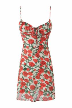 Y2K Floral Print Mesh Mini Dress - Retro 90s Grunge Summer Outfit, Y2K Party & Club Fashion