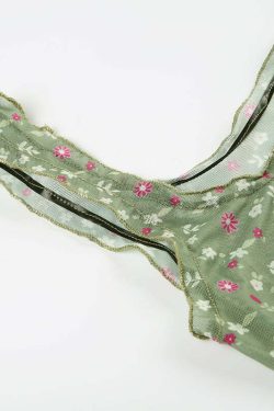 Y2K Floral Print Mesh Tank Top - Retro 90s Grunge Summer Outfit, Baby Tees, Y2K Fashion