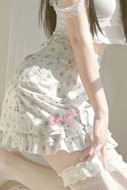 Y2K Floral Ruffle Mini Skirt - 90s Grunge, Retro Summer Outfit, Pastel Goth, Y2K Party Look