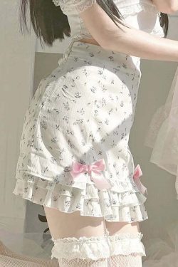 Y2K Floral Ruffle Mini Skirt - 90s Grunge, Retro Summer Outfit, Pastel Goth, Y2K Party Look