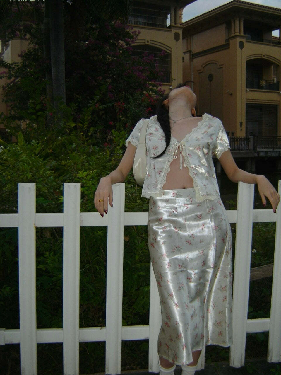 Y2K Floral Satin Midi Skirt & Top - Retro 90s Grunge Summer Outfit, Pastel Goth Y2K Fashion