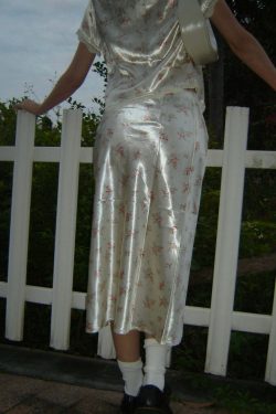 Y2K Floral Satin Midi Skirt & Top - Retro 90s Grunge Summer Outfit, Pastel Goth Y2K Fashion