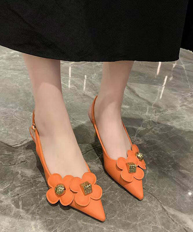 Y2K Floral Sequined Orange Stiletto Sandals - Retro 90s Grunge Party & Summer Outfits