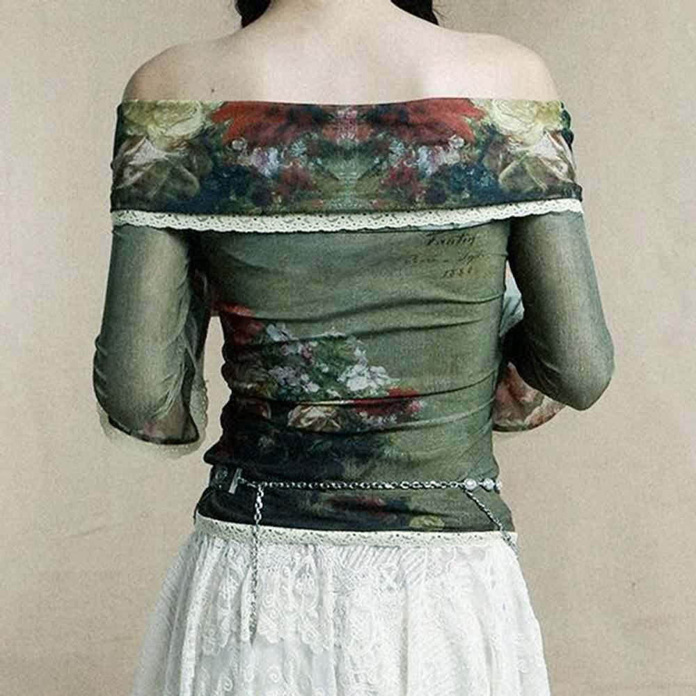 Y2K Floral Sheer Lace Trim Bardot Top - 90s Grunge Summer Outfit, Retro Y2K Fashion