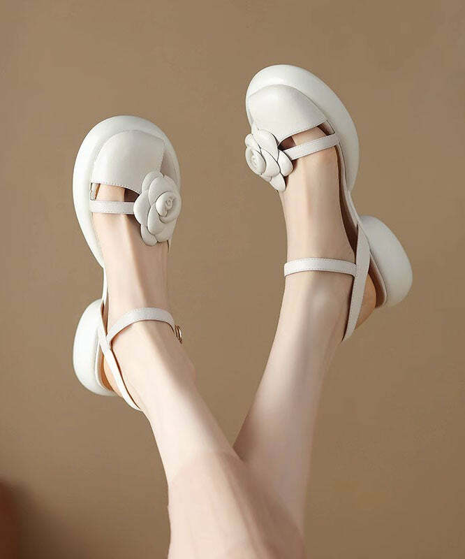 Y2K Floral Splicing Chunky Sandals - Yellow Faux Leather, Retro 90s Grunge Summer Fashion