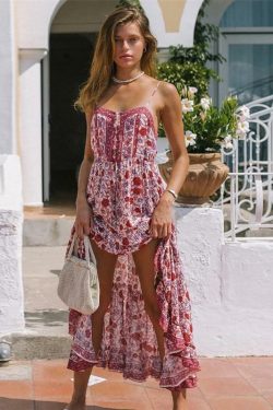 Y2K Floral Summer Long Dress - 90s Grunge, Retro, Pastel Goth, Y2K Party & Beach Outfits