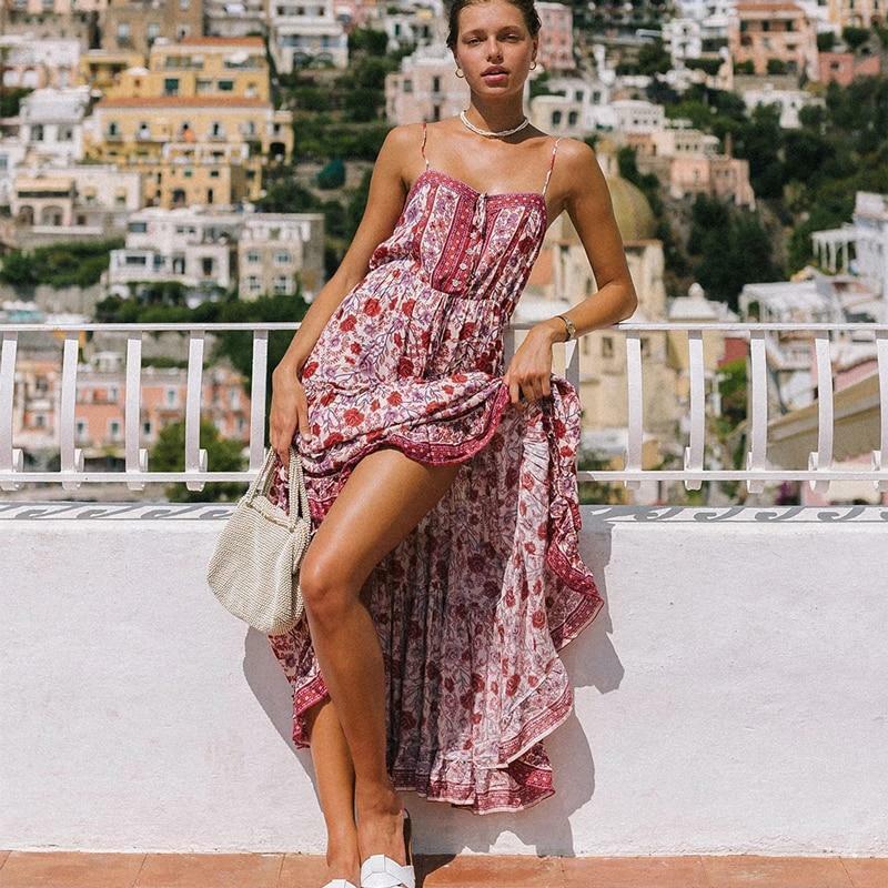 Y2K Floral Summer Long Dress - 90s Grunge, Retro, Pastel Goth, Y2K Party & Beach Outfits