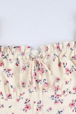 Y2K Floral White Mini Dress - 90s Grunge Summer Outfit, Retro Party & Club Fashion