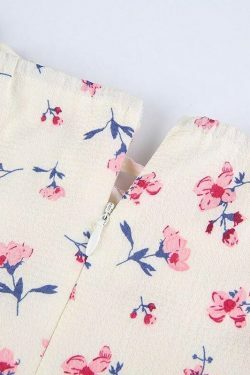 Y2K Floral White Mini Dress - 90s Grunge Summer Outfit, Retro Party & Club Fashion