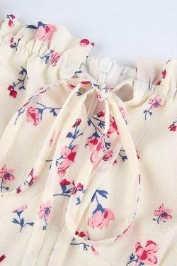 Y2K Floral White Mini Dress - 90s Grunge Summer Outfit, Retro Party & Club Fashion