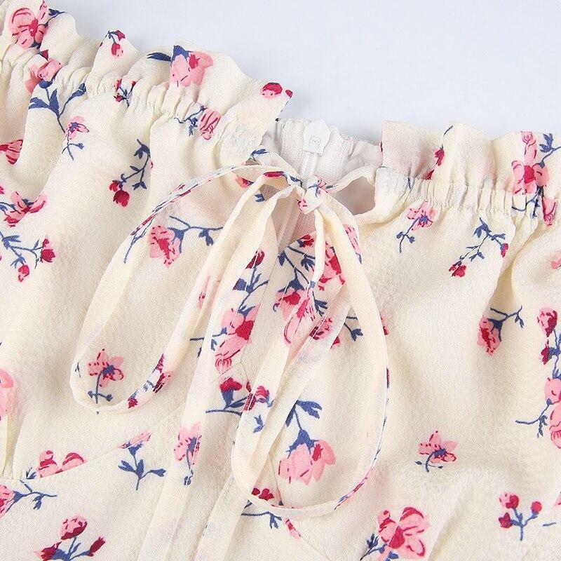 Y2K Floral White Mini Dress - 90s Grunge Summer Outfit, Retro Party & Club Fashion