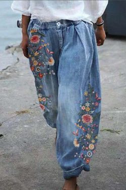 Y2K Floral Wide Leg Elastic Pants - 90s Grunge Summer Outfit, Retro Y2K Fashion