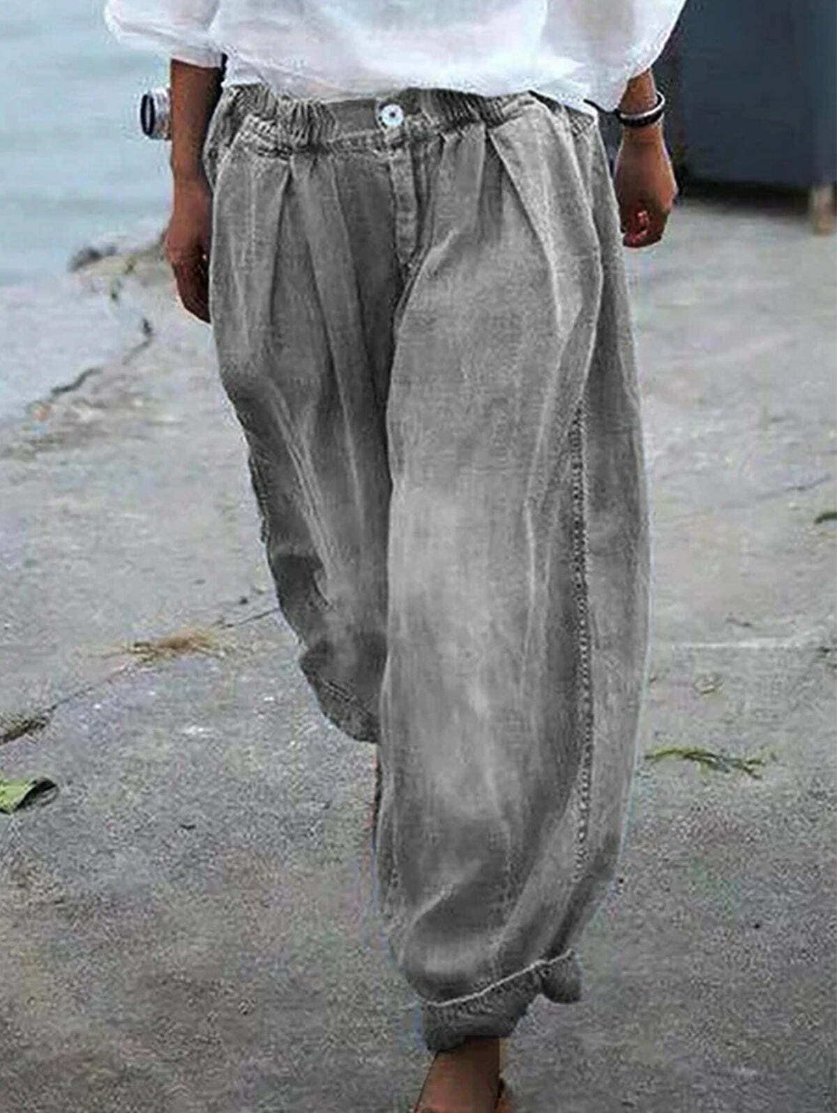 Y2K Floral Wide Leg Elastic Pants - 90s Grunge Summer Outfit, Retro Y2K Fashion