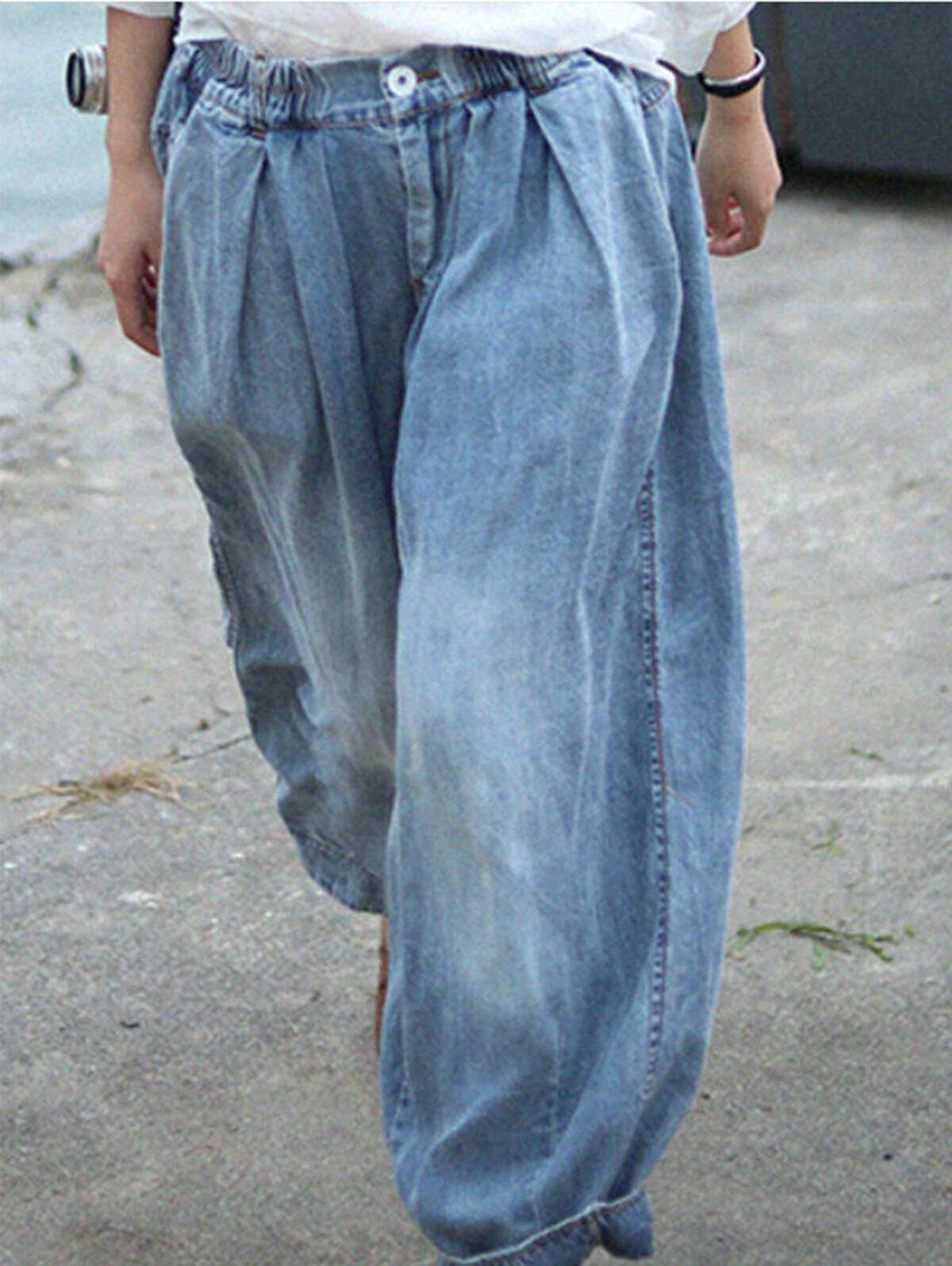 Y2K Floral Wide Leg Elastic Pants - 90s Grunge Summer Outfit, Retro Y2K Fashion