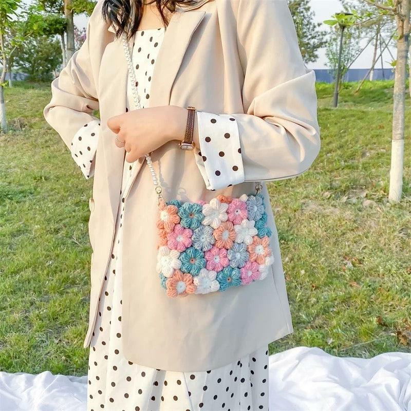 Y2K Flower Crochet Bag - Perfect for Y2K Summer Outfits, 90s Fashion, and Grunge Styles