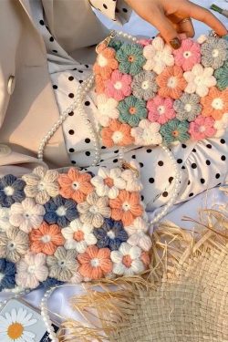 Y2K Flower Crochet Bag - Perfect for Y2K Summer Outfits, 90s Fashion, and Grunge Styles