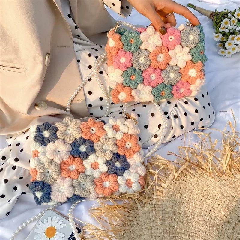 Y2K Flower Crochet Bag - Perfect for Y2K Summer Outfits, 90s Fashion, and Grunge Styles